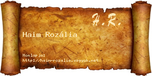 Haim Rozália névjegykártya